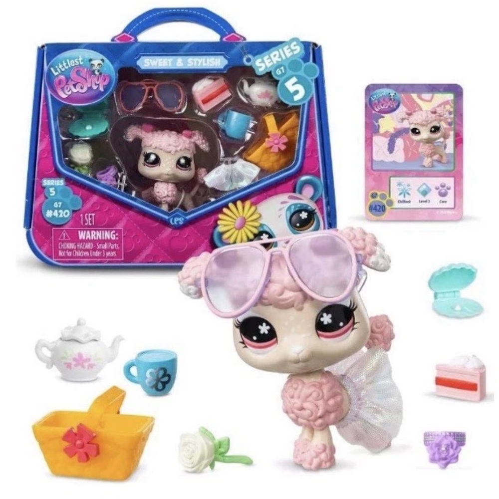 Littlest Pet Shop G7 Series 5 Sweet & Stylish PINK POODLE #420 NEW